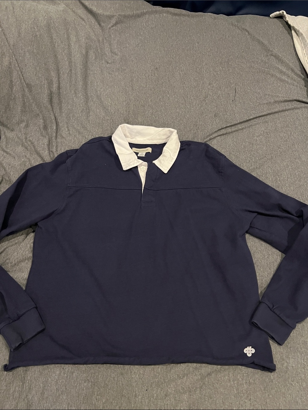 Urban Outfitters Navy Rugby Polo with White Collar